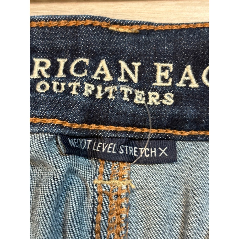 American Eagle‎ Denim Shorts Next Level Stretch Dark Wash Frayed Hem Size 6 - Picture 4 of 7